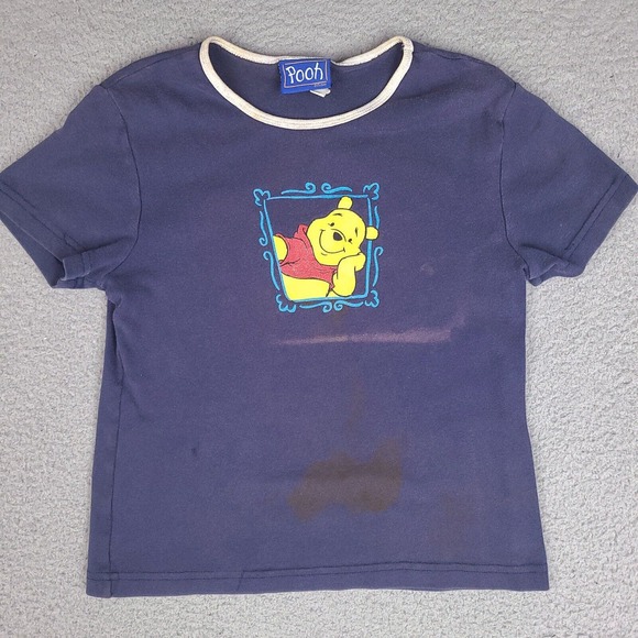 Vintage Winnie The Pooh T Shirt Girls Medium Blue Made In USA Jerry Leigh Disney - Picture 1 of 16